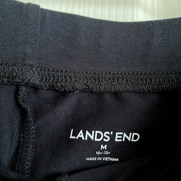 Land’s End Girl’s PLUS 10 12 Leggings BLACK Iron Knee Ankle Length - Picture 2 of 3